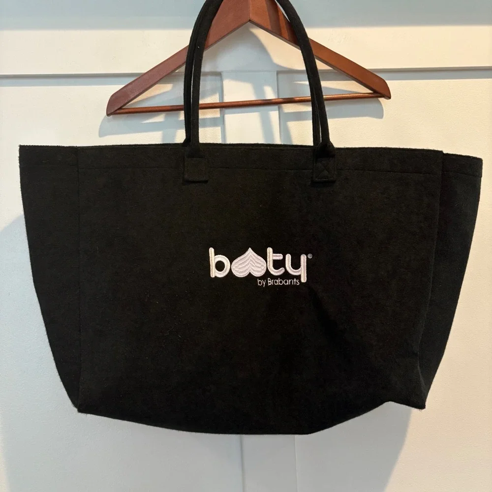 Booty by Brabants Black Felt Tote Bag‎ Large Reusable Shopping Travel